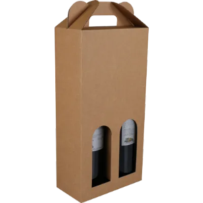 Flesverpakking Draagkarton - Basic line - 2 flessen – Bruin 1