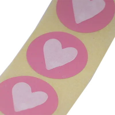 Cadeausticker op rol Stickers - Hartje - lichtroze 1